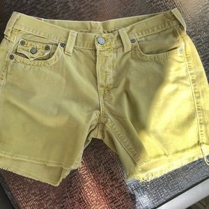 True religion distressed cut off shorts